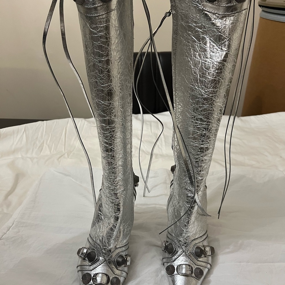 Silver Metallic Knee-High Boots